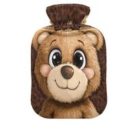 Cute Bear - Bolsa de agua caliente con funda de forro polar suave, bolsa de agua caliente para aliviar el dolor de cuello y hombros, terapias, calor y frío, talla S