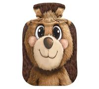Cute Bear - Bolsa de agua caliente con funda de forro polar suave, bolsa de agua caliente para aliviar el dolor de cuello y hombros, terapias, calor y frío, talla S