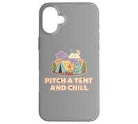 Cute Bear Camping Adventure Retro Pitch A Tent and Chill Carcasa para iPhone 16 Plus