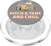 Cute Bear Camping Adventure Retro Pitch A Tent and Chill PopSockets PopGrip para MagSafe