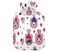 Cute Bear Faces - Botella de agua caliente con funda de forro polar suave, bolsa de agua caliente para aliviar el dolor de cuello y hombros, terapias frías y calientes, talla L