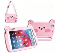 Cute Bear - Funda de silicona para niños, color rosa: para Honor Pad X9/X8A | Soporte de rotación integrado, diseño a prueba de golpes, correa para el hombro, funda para tablet infantil