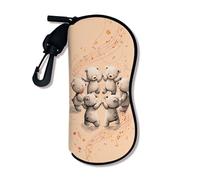 Cute Bear - Funda suave para gafas, diseño de amigos de animales fantasiosos, fundas de seguridad para gafas de sol con cierre de cremallera, almacenamiento portátil de viaje N, Melocotón, 3x7 Inch