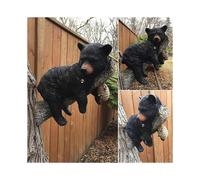 Cute Bear Napping Hanging Out in a Tree Sculpture, Realistic Animal Figurines, Resin Bear Wall-Mounted Art Statue