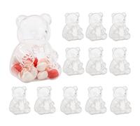 Cute Bear Storage Jars - 12 Refillable Containers, Reusable Cookie Candy Holders, Charming Kitchen Storage | Chocolate Sweets Party Wedding Birthday Valentine’s Day Organization, Fun Dessert Display S