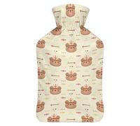 Cute Bear Tribal Boho - Botella de agua de goma con cubierta de felpa suave, bolsa de agua caliente para invierno, manos y pies, protección contra el frío, 1000 ml
