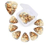 Cute Bears - Juego de 12 púas de celuloide de diferentes grosores para guitarra con caja de almacenamiento de púas de guitarra, púa de guitarra personalizada para púas de guitarra acústica