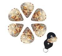 Cute Bears - Juego de 6 púas de celuloide de diferentes grosores con soporte para púas de guitarra, púas de guitarra personalizadas para guitarra acústica, guitarra eléctrica, bajo, ukelele