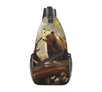Cute Bears Play in The Tree - Bolsa ligera para el pecho, bolsa cruzada, bolsa de hombro, mochila deportiva para mujeres y hombres, color negro, talla única, Como se muestra en la imagen, Talla única,