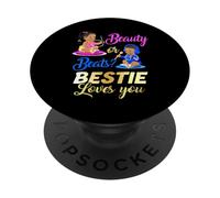 Cute Beauty Or Beat Bestie Loves You - Fiesta de revelación de género PopSockets PopGrip Adhesivo