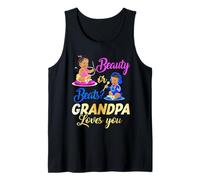Cute Beauty Or Beat Grandpa Loves You - Fiesta de revelación de género Camiseta sin Mangas