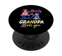 Cute Beauty Or Beat Grandpa Loves You - Fiesta de revelación de género PopSockets PopGrip Adhesivo