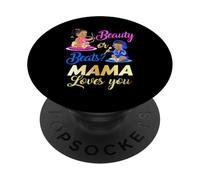 Cute Beauty Or Beat Mama Loves You - Fiesta de revelación de género PopSockets PopGrip Adhesivo
