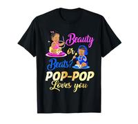 Cute Beauty Or Beat Pop-Pop Loves You - Fiesta de revelación de género Camiseta