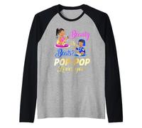 Cute Beauty Or Beat Pop-Pop Loves You - Fiesta de revelación de género Camiseta Manga Raglan