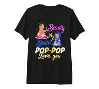 Cute Beauty Or Beat Pop-Pop Loves You - Fiesta de revelación de género Camiseta Premium