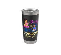 Cute Beauty Or Beat Pop-Pop Loves You - Fiesta de revelación de género Vaso térmico de acero inoxidable de doble pared