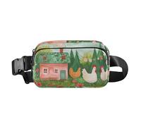 Cute Beaver - Riñonera vintage para bañera, para mujeres, hombres, adolescentes, bolsa cruzada de gran capacidad, antirrobo, Flower Garden Old Pink French House, 1 size