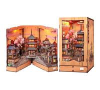 CUTE BEE Book Nook Kit, Maquetas para Construir Adultos, Puzzle 3D Livraria y Casa de Muñecas (Twilight Sakura Path), DIY Miniature House con LED y Vitrina Antipolvo