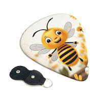 Cute Bees Daisy Flower - Púas de guitarra, 6 unidades, púas de celuloide de 0.71 mm de grosor con soporte de púas de cuero, púa de guitarra personalizada para bajo, guitarras acústicas eléctricas
