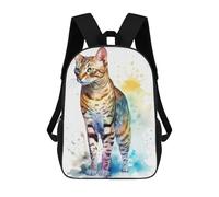 Cute Bengal Cat Painting 17inch Mochila Escolar Impresa En 3D Para Niños, Mochila Escolar Informal De Moda, Mochilas De Viaje Para Niños Y Estudiantes.