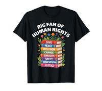 Cute Big Fan of Human Rights Vintage Floral Rainbow Camiseta