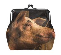 Cute Big Pig on Farm - Carteras de Piel sintética para Mujer, minimonedero con Hebilla para niñas