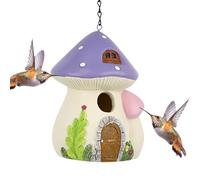 Cute Bird Feeder, Mushroom Bird Nesting Homes, Ant, Bee and Squirrel Proof, Waterproof Hand Painted Outdoor Hummingbird Feeders, Wild Feeder with Metal Hook, Garden and Home Decor