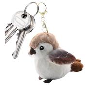 Cute Bird Toys Realistic Sparrow Keychain Plush Soft Animal Backpack Wallet Accessories Portable Decorative Gift for Kids Teens Adults Bag Charm Collectible Toy 9×8×7cm Lightweight Fun