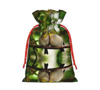 Cute Birds In Love - Bolsa resistente con cordón, perfecta para regalos, viajes y uso diario con etiquetas de regalo de papel kraft