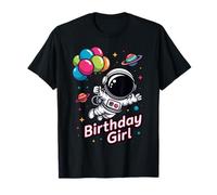 Cute Birthday Girl Astronaut Space Theme Kids Girl Camiseta