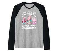 Cute Birthday Gnomes For Garden Mom Who Are Born In January Camiseta Manga Raglan
