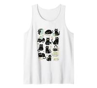 Cute Black Cat Reading Aesthetic Book Lover Graphic Camiseta sin Mangas