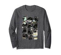 Cute Black Cat Reading Aesthetic Book Lover Graphic Manga Larga