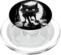 Cute Black Cat Stalks The Night PopSockets PopGrip para MagSafe
