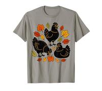 Cute Black Hen Autumn Leaves Backyard Chicken Lover Camiseta