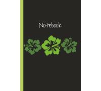 Cute black notebook with bright neon green Hibiscus flower. Perfect for girls, teens, young adults, and women. 7.5x9.25 | 100 pages.
