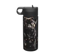 Cute Black Pug Dog-Standard-Scale-2_00x Printing The Print The Print - Hervidor aislado deportivo de acero inoxidable con tapa para adultos, hombres y mujeres