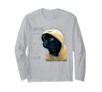 Cute Black Pug Motif For Pug Lovers For Rainy Days & Pug Mom Manga Larga