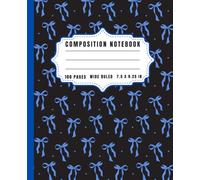 Cute Blue and Black Coquette Composition Notebook: - Wide Ruled - 110 pages - Aesthetic Bow - Girly & Boys - Teens, and Women who love a feminine touch.