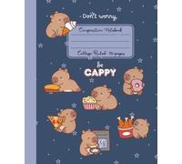 Cute Blue Capybara Notebook for School, Very Hungry Capybara School Supplies: Cartoon Kawaii Capy Animal Composition Notebook College Ruled for Girls, Teens, Kids and Adults (120 Blank Pages)