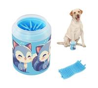 Cute Blue Fox Cartoon Art - Limpiador de patas portátil con cepillo de silicona suave, cepillo de baño para gatos y perros