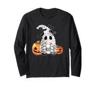 Cute Boo Ghost GNOME For Girls Halloween Bats and Pumpkin Manga Larga