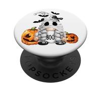 Cute Boo Ghost GNOME For Girls Halloween Bats and Pumpkin PopSockets PopGrip Adhesivo