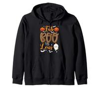 Cute Boo Ghost Halloween Fab Boo Lous Leopard Calabaza Espeluznante Sudadera con Capucha