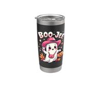 Cute Boo Jee Ghost Halloween Calabaza Vaca Rosa Fantasma Espectacular Vaso térmico de acero inoxidable de doble pared