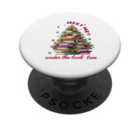 Cute Book Lover Christmas Reading Holiday Librarian Xmas PopSockets PopGrip Adhesivo