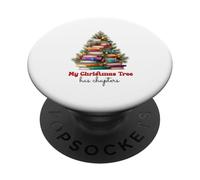 Cute Book Lover Christmas Reading Holiday Librarian Xmas PopSockets PopGrip Adhesivo