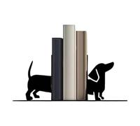 Cute Bookends - Metal Dachshund Dog Bookends, Decorative Book Holder, Animal Shape Bookend Organizer For Home Office Desk Library Shelf, Farmhouse Style Bookcase Decor For Kitchen Room Shelves Study T