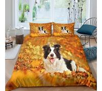 Cute Border Collie Funda Edredon Juego de Ropa de Cama de 3 Piezas Impresión 3D Cierre de Cute Border Collie Estilo Funda de Edredón Funda de Almohada a Juego Lavables for Adultos Double（200x200cm）